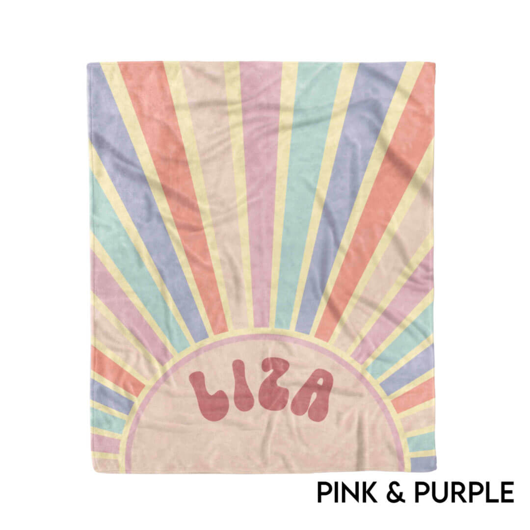 Retro Sun Personalized Kids Blanket、mySite、layawaytickets