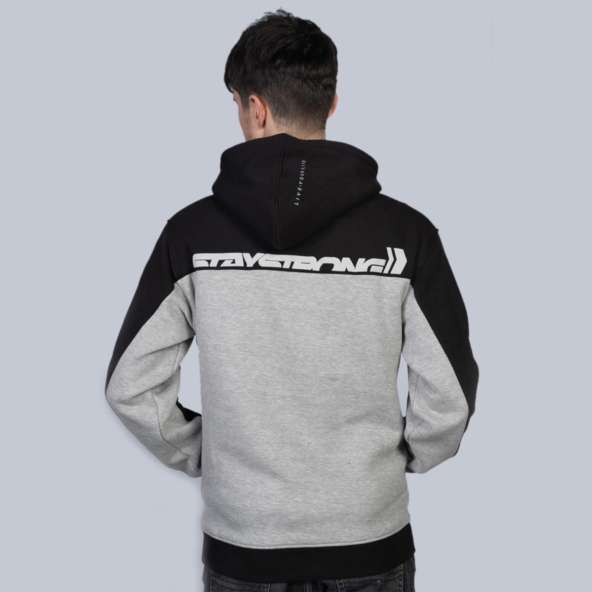  Stay Strong Cut Off Hoodie - Black/Grey、mySite、merchandisen