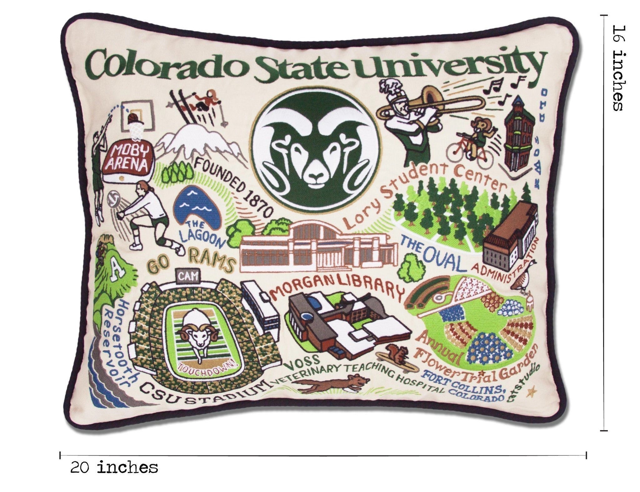 Colorado State University Collegiate Embroidered Pillow、mySite、g9winljtr