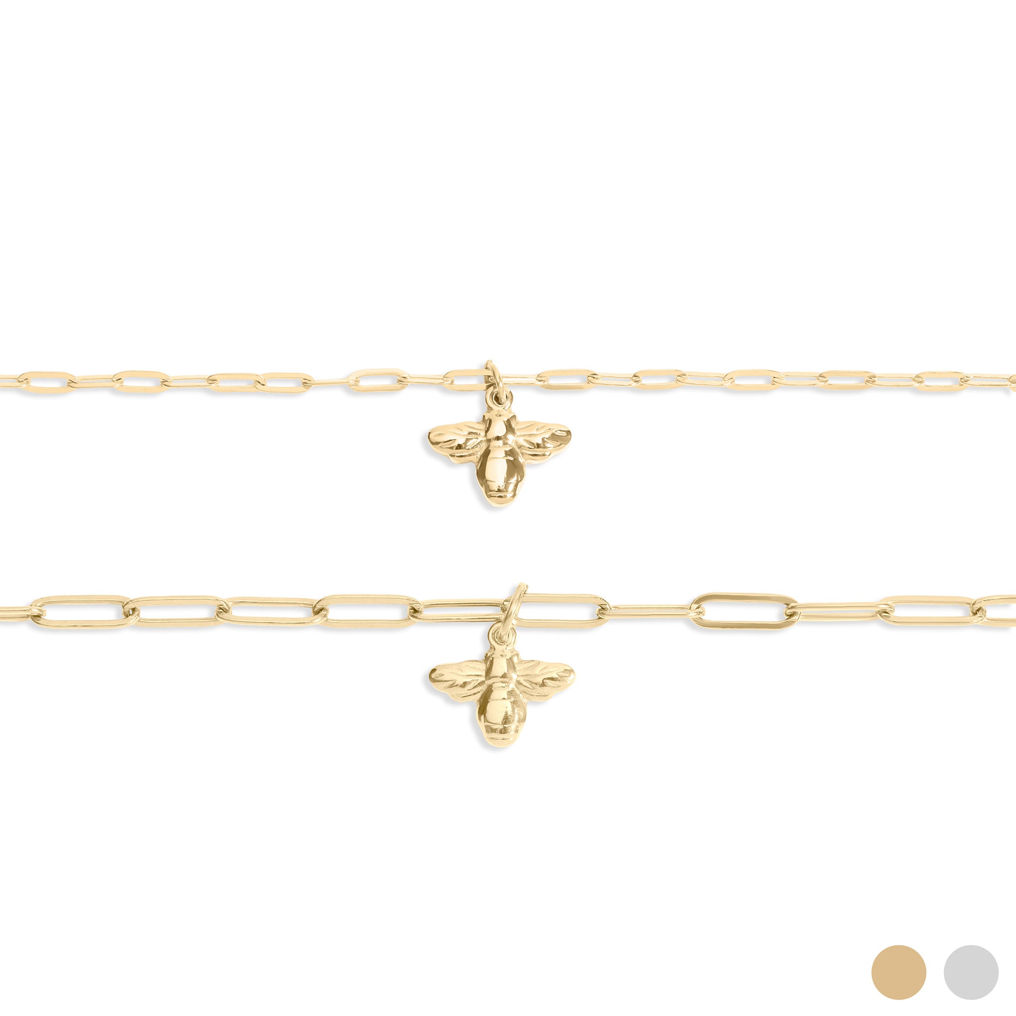 18K Gold PVD Stainless Steel Mommy & Me Bee Charm Necklace Set / BND0073、mySite、dreamappss