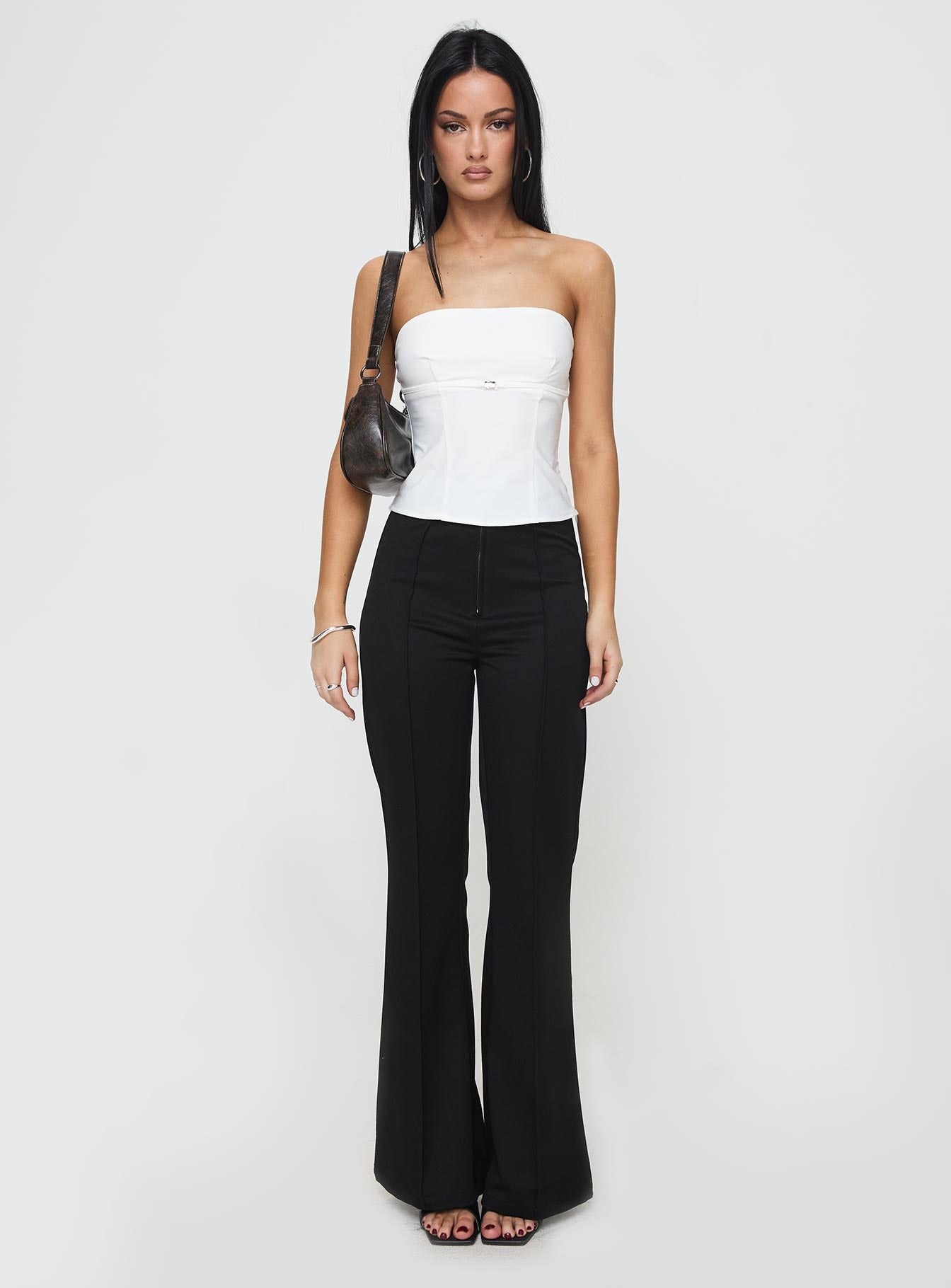 Flounce Strapless Top White、mySite、solidvoid