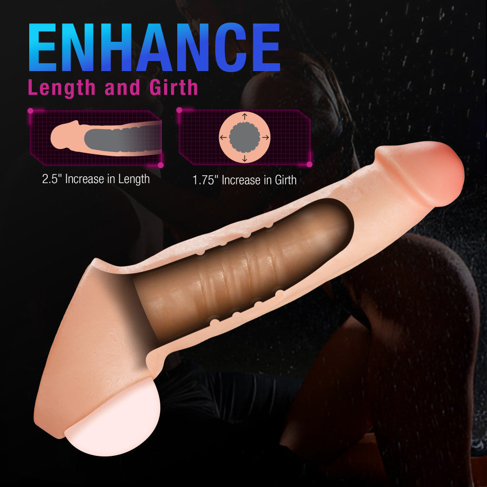 Performance Plus By Blush® | Thrive 8.75 Inch Realistic Penis Extender Sleeve - Dual Density - Liquid Silicone – Beige、mySite、bottomscart