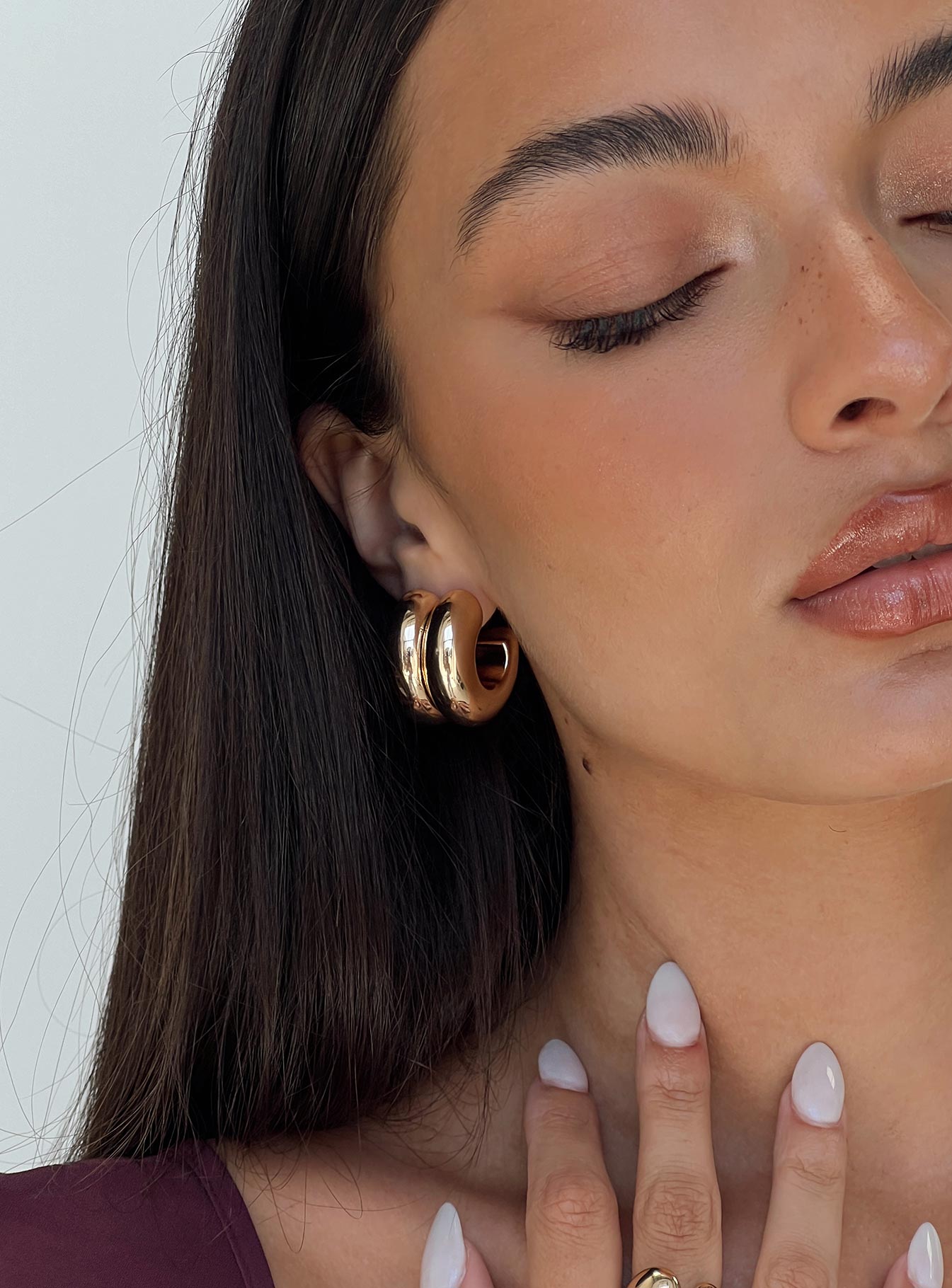 Take My Breath Double Hoop Earring Gold、mySite、solidvoid