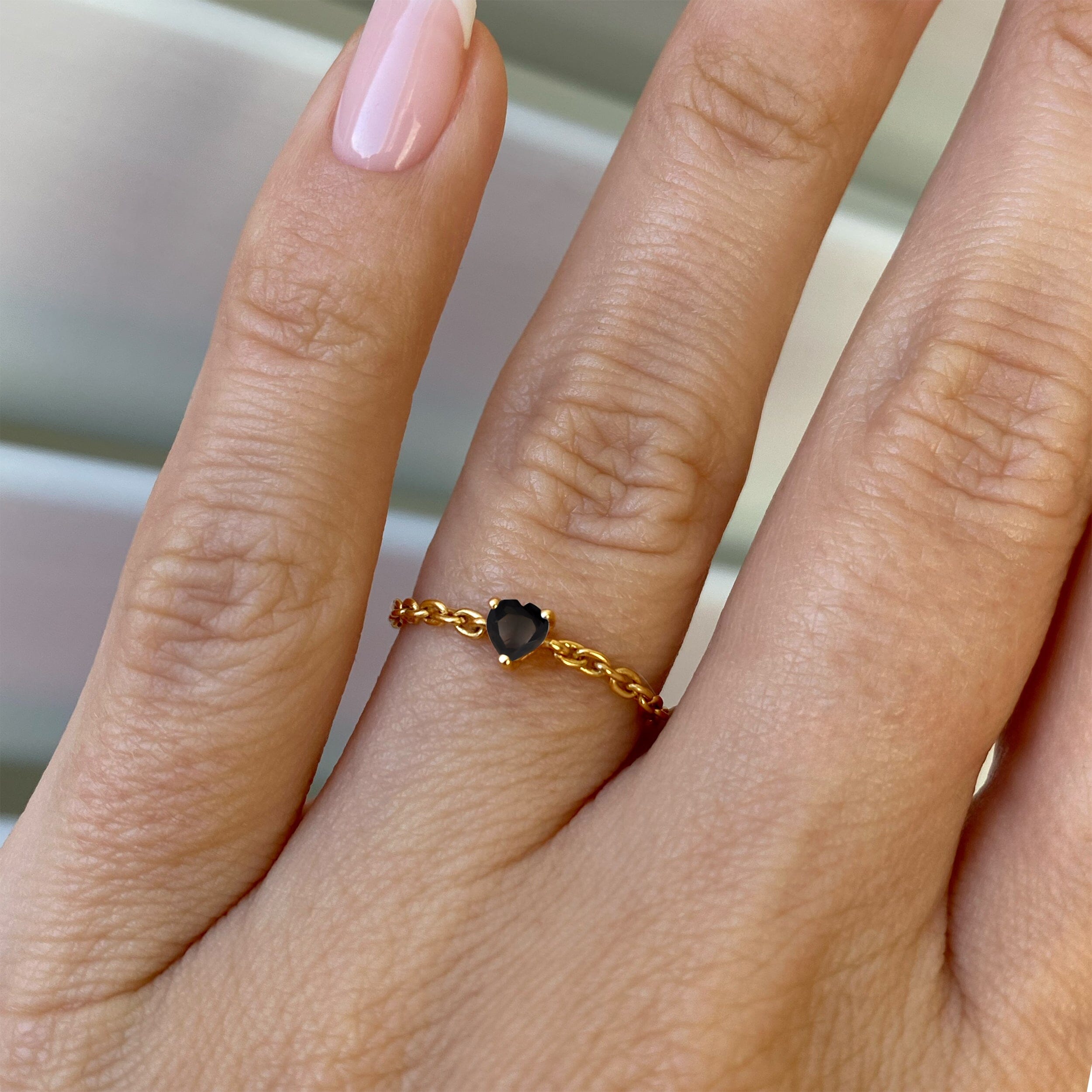 Black Obsidian Adjustable Chain Ring - Love、mySite、hinf8tx79