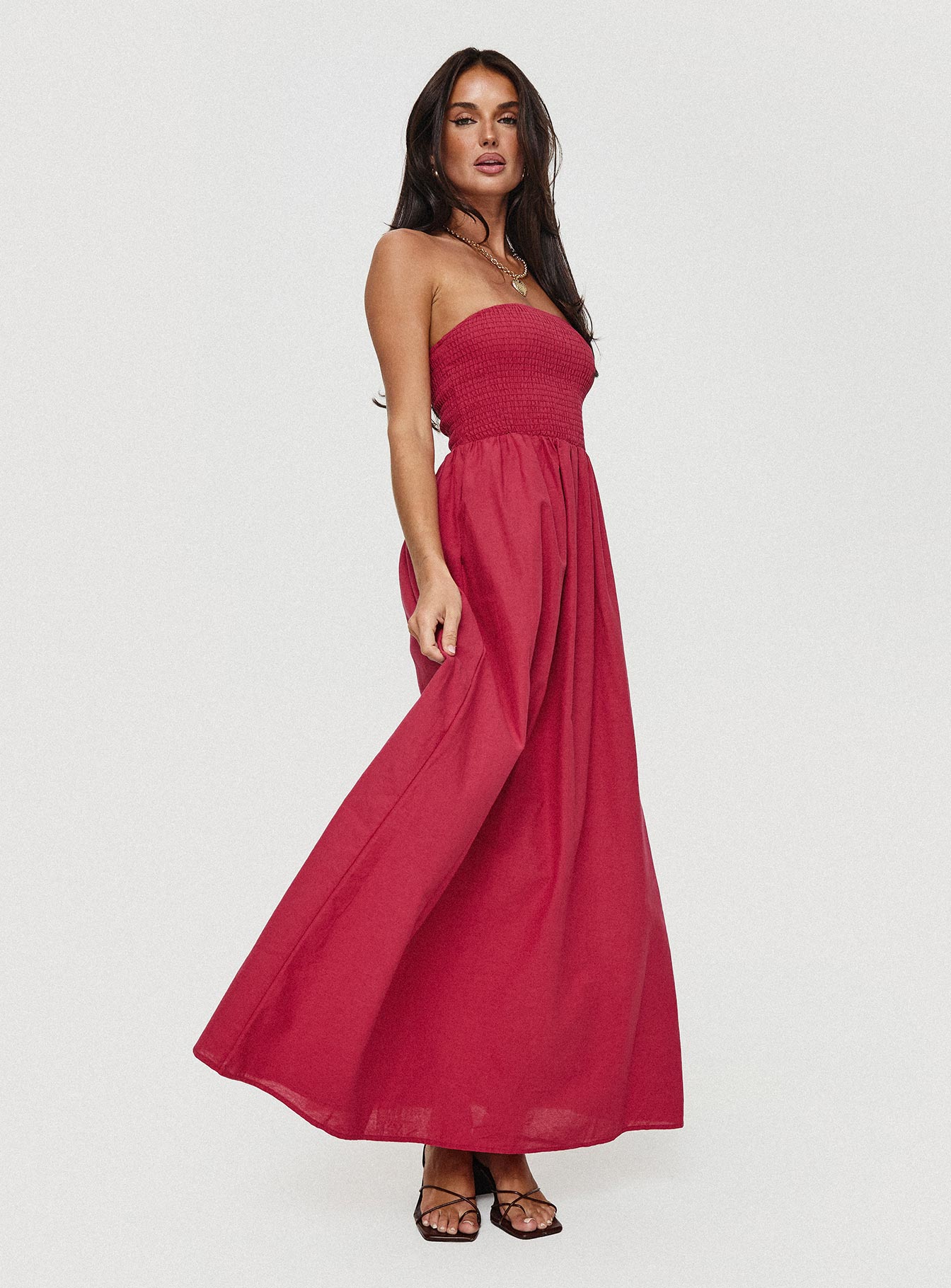 Dayona Strapless Maxi Dress Red、mySite、solidvoid