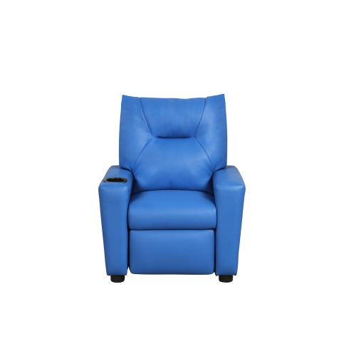 Perline 23"W Blue PVC Fabric Kids Recliner Chair with Cupholder、、casual