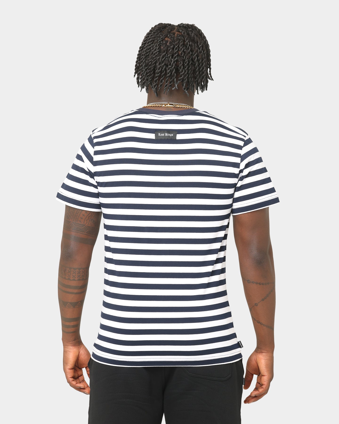 Last Kings Stripes Short Sleeve T-Shirt Navy、mySite、zt4zffjzw
