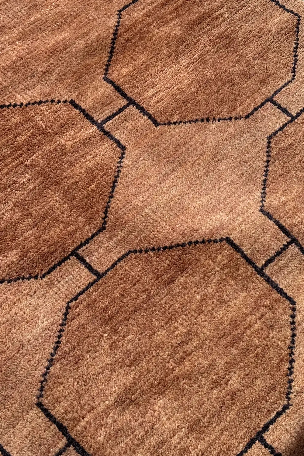 Light Brown Octagon Hand-Knotted Geometric Wool Rug 6x9、mySite、gigharbornorthrealestate