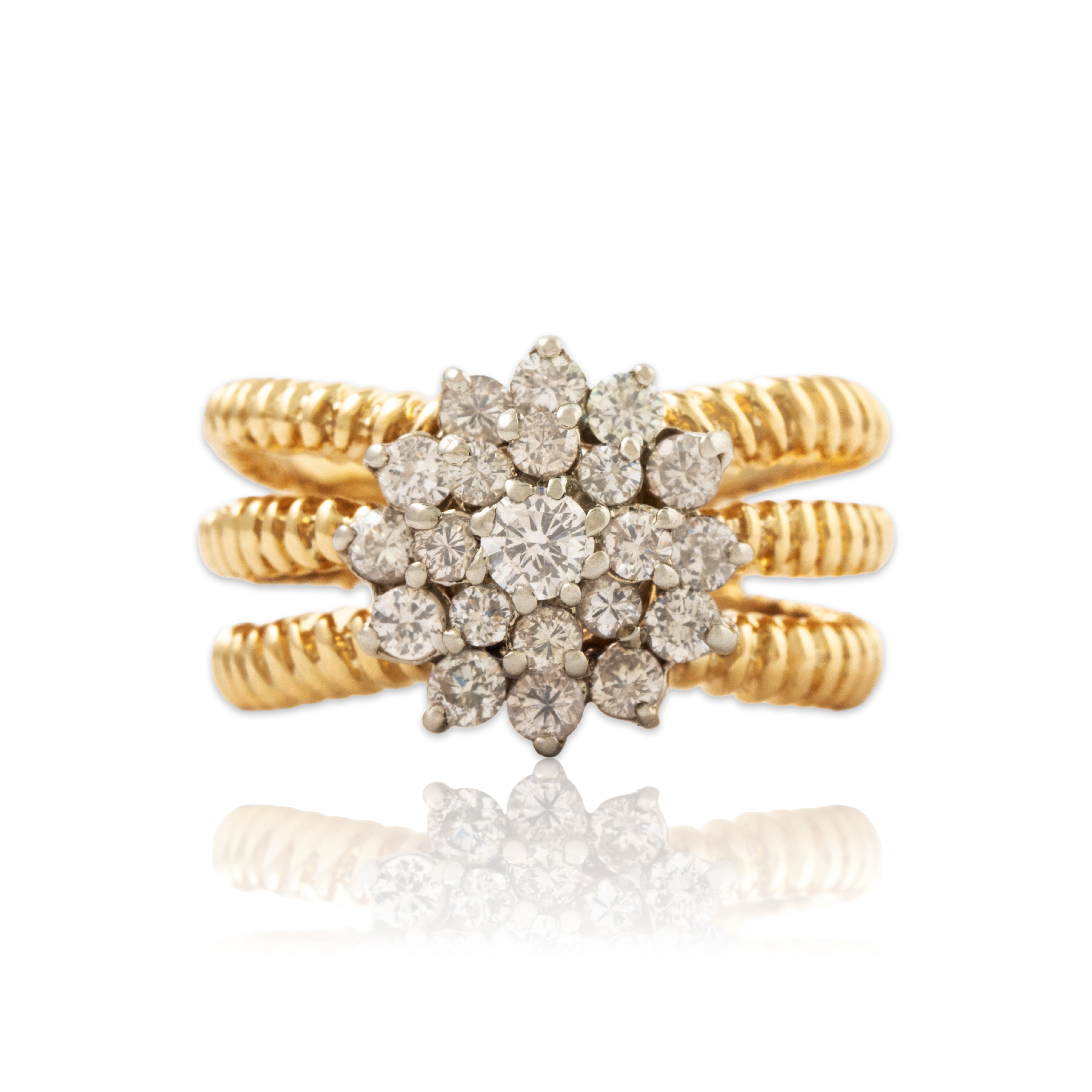 Vintage Heavy 14k Yellow Gold .785cttw Diamond Triple Band Ring 6.50、mySite、hinf8tx79