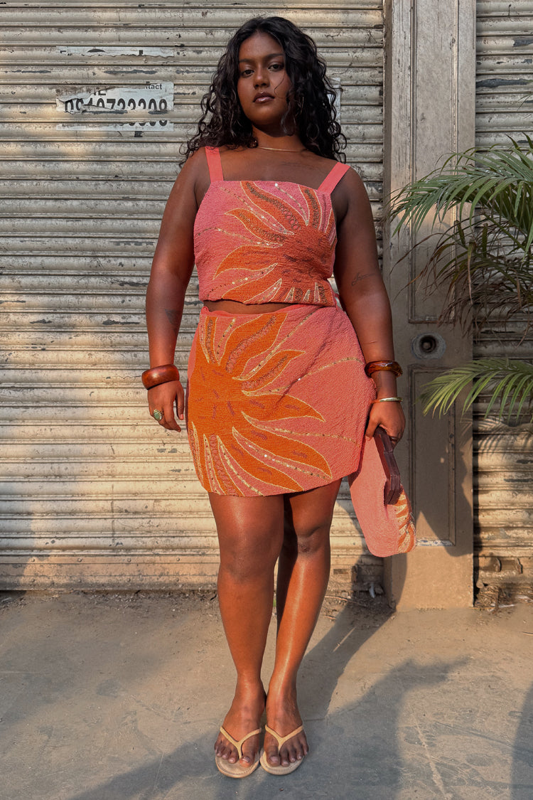 Pink Sol Beaded Wrap Skirt、mySite、solidvoid