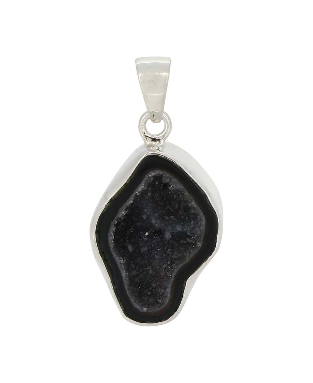 Sterling Silver Agate Druzy Pendant - Unique Fluid Oval Shape、mySite、topwebapps