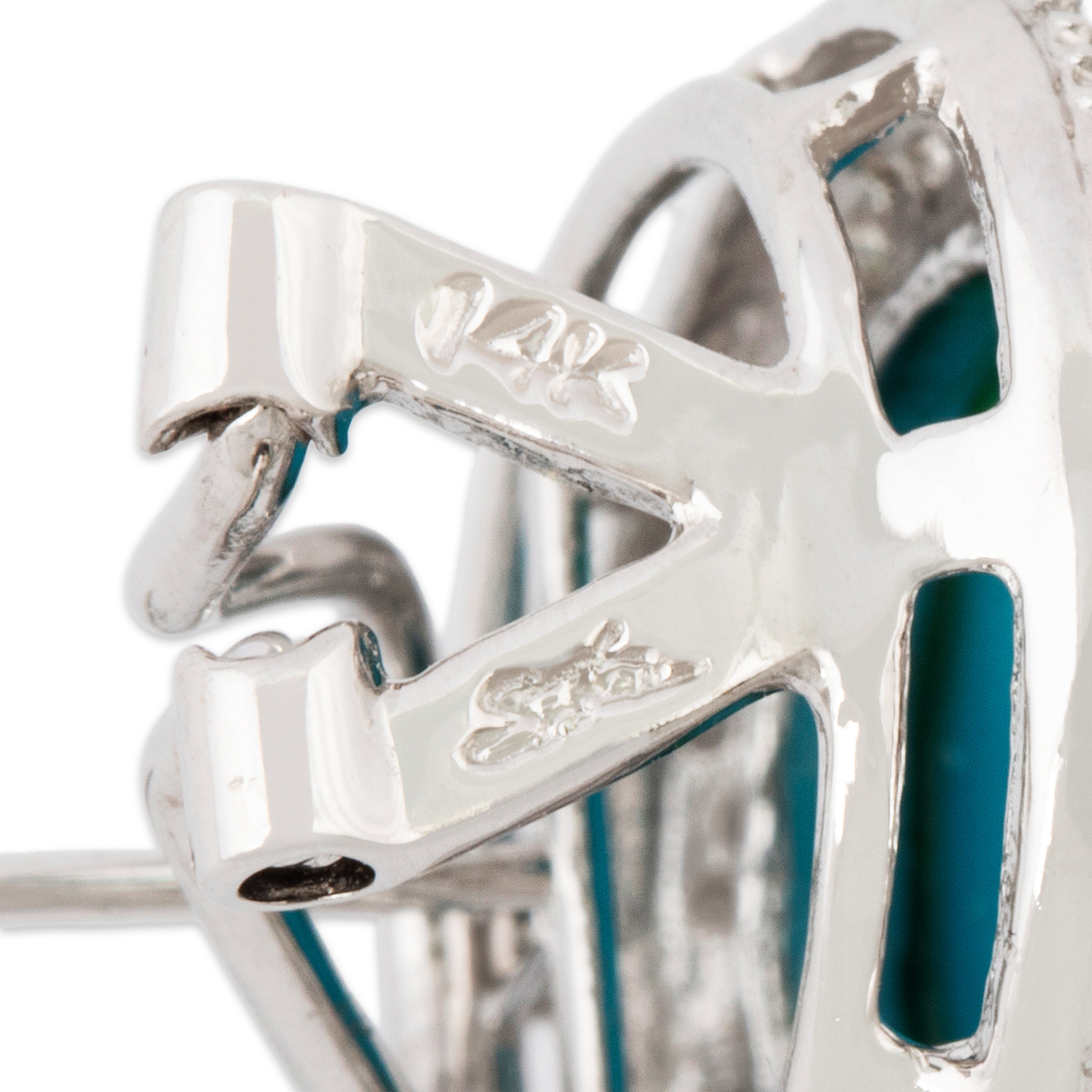 Vintage 14k White Gold 12cttw Turquoise .5cttw Diamond Statement Earrings、mySite、hinf8tx79