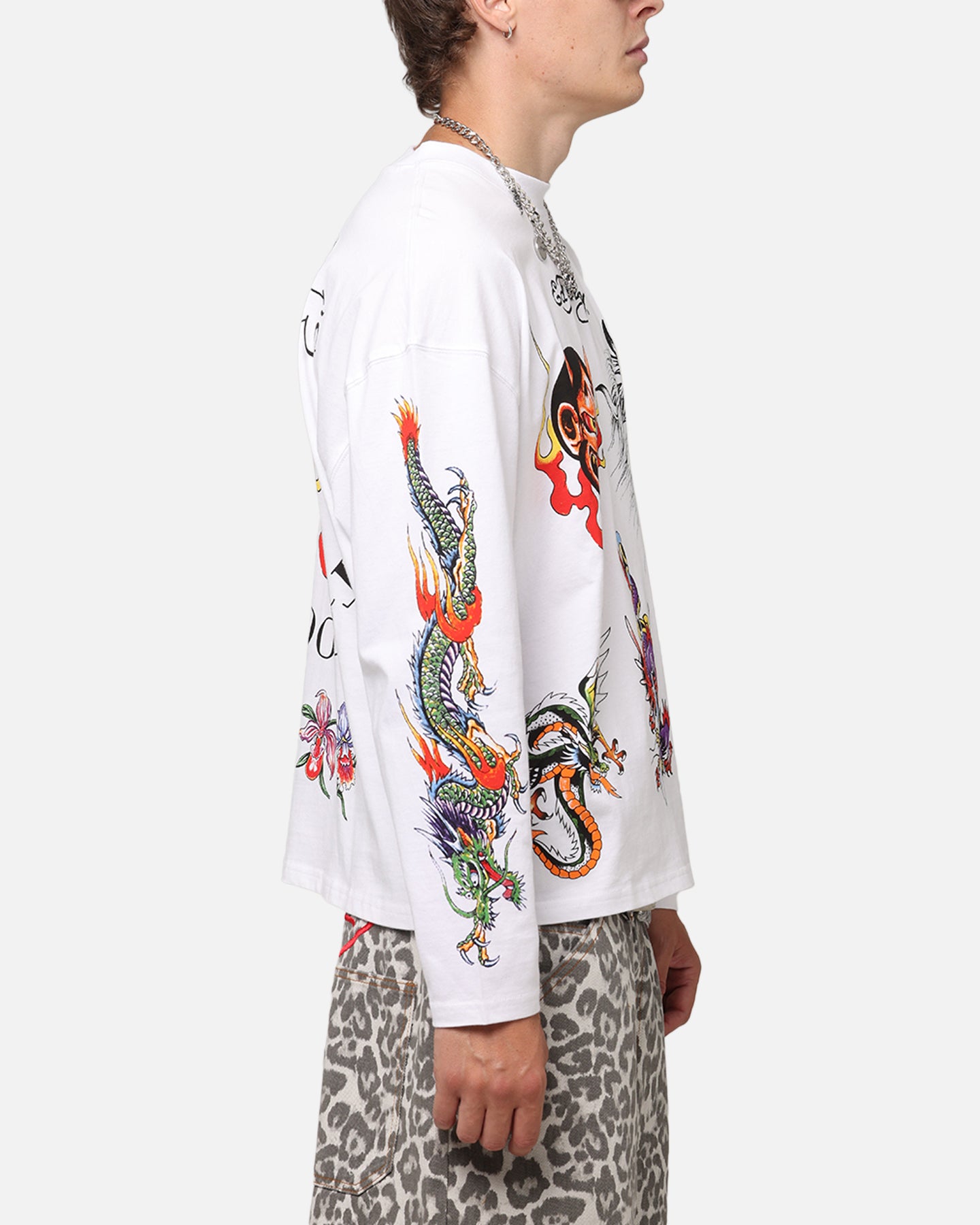 Ed Hardy Ed's Tattooing Long Sleeve T-Shirt Off White、mySite、zt4zffjzw