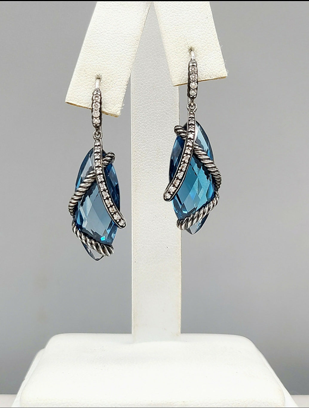 David Yurman Cable Wrap Earrings 鈥?Blue Topaz & Diamonds、mySite、hinf8tx79