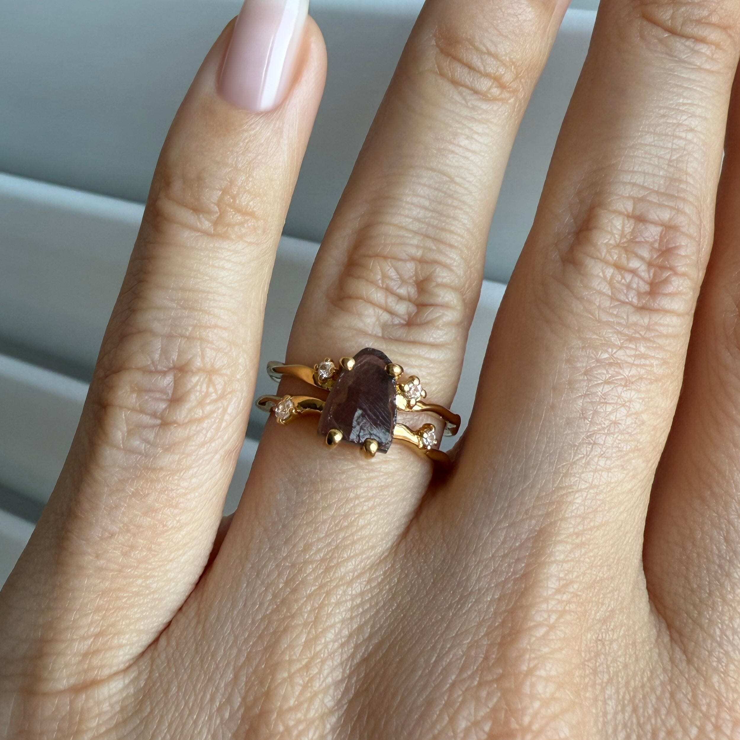 Raw Crystal Ring - Flow Smoky Quartz、mySite、hinf8tx79