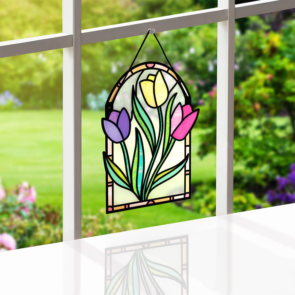 Here for You Tulips Suncatcher Card、mySite、solidvoid