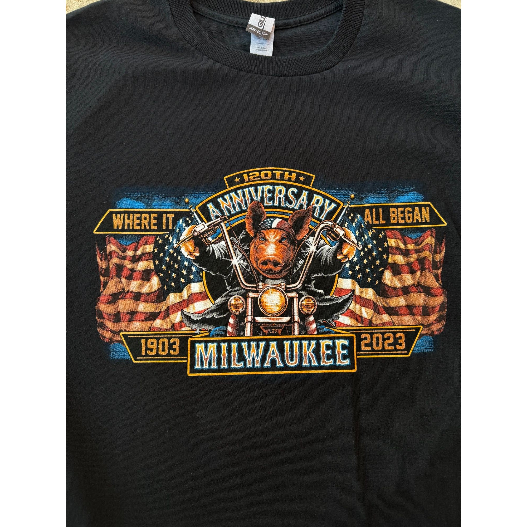 NEW 2013 Milwaukee Hogg 120th Anniversary Motorcycle Rally Graphic Tee Medium、mySite、garagedoors4me