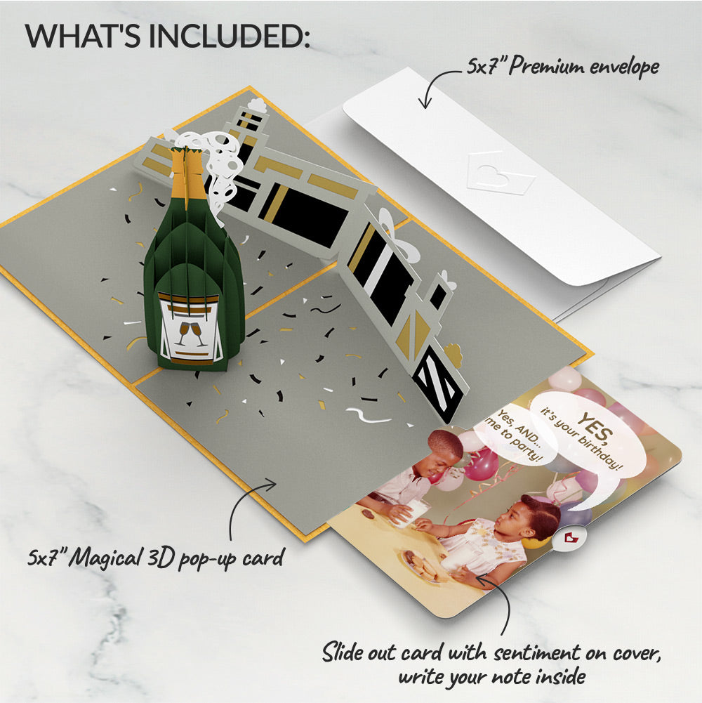 Champagne Celebration Birthday Pop-Up Card and Time to Party Sentiment Set、mySite、solidvoid