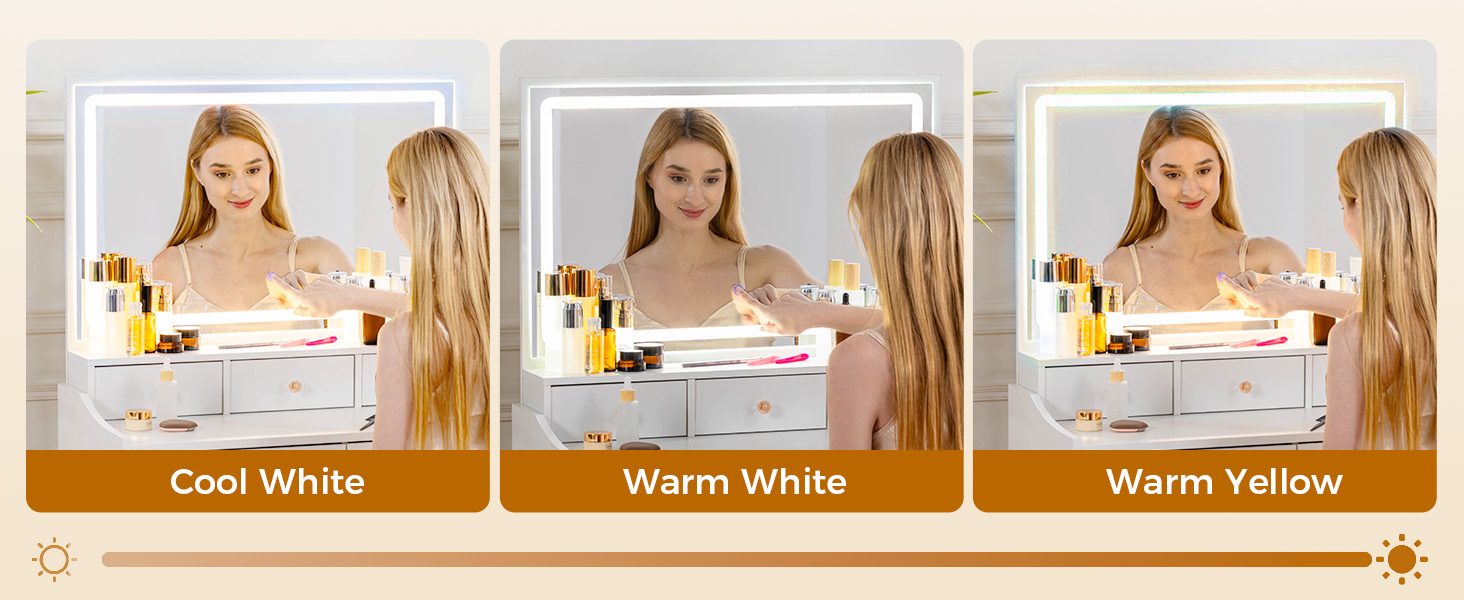 Vanity Desk with Large LED Mirror