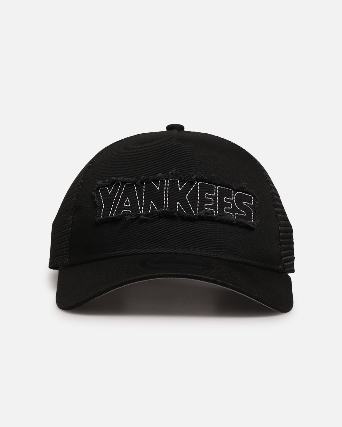New Era New York Yankees 'Distressed' 9FORTY A-Frame Trucker Snapback Black/White、mySite、zt4zffjzw