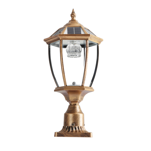20"(H) Golden Solar Powered LED Outdoor Lantern, Vintage Garden Light with Elegant Glass Design for Pathways, Yards, and Patios (1-Pack)、、eastwooduniform