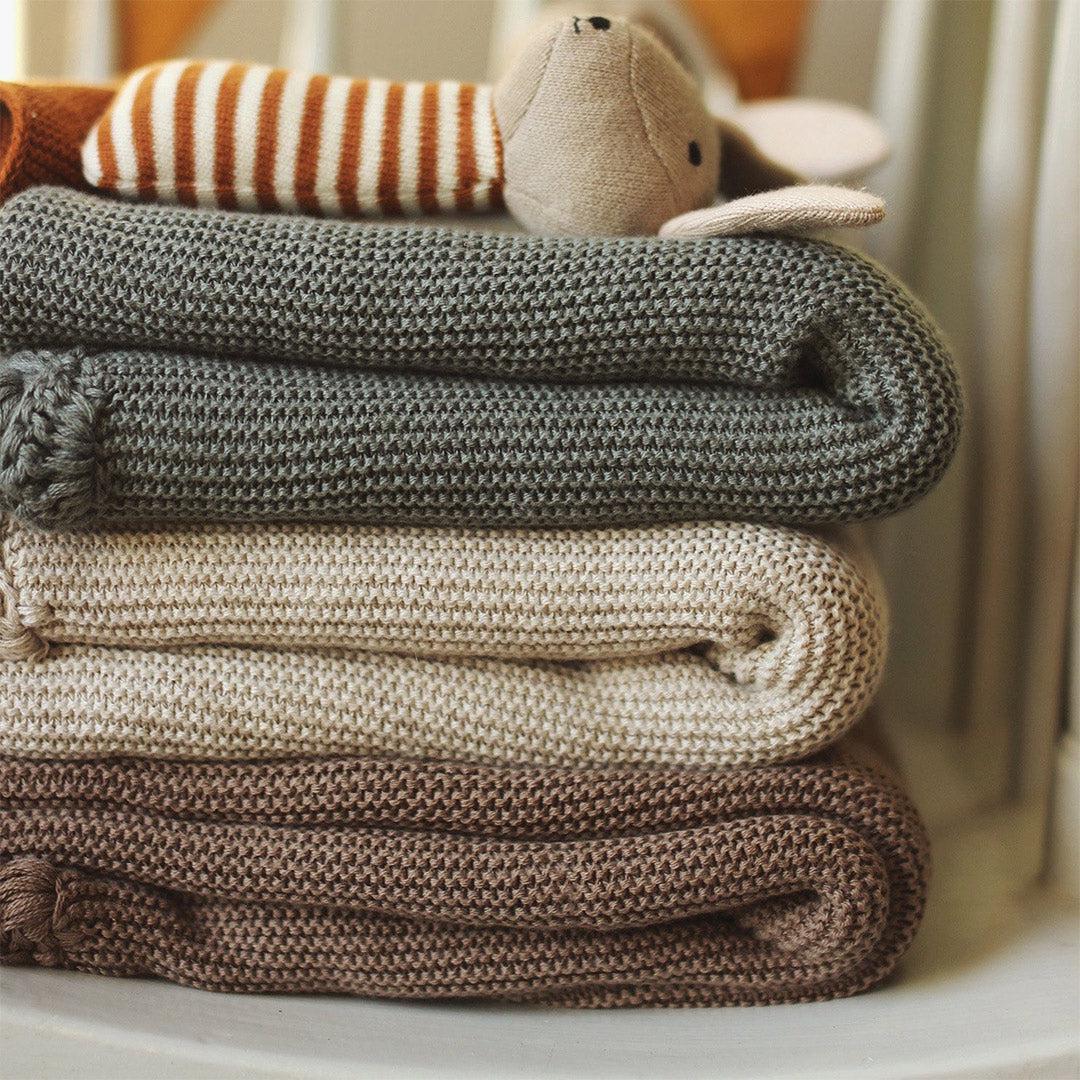  Avery Row Organic Cotton Scallop Knit Blanket - Stone、mySite、merchandisen