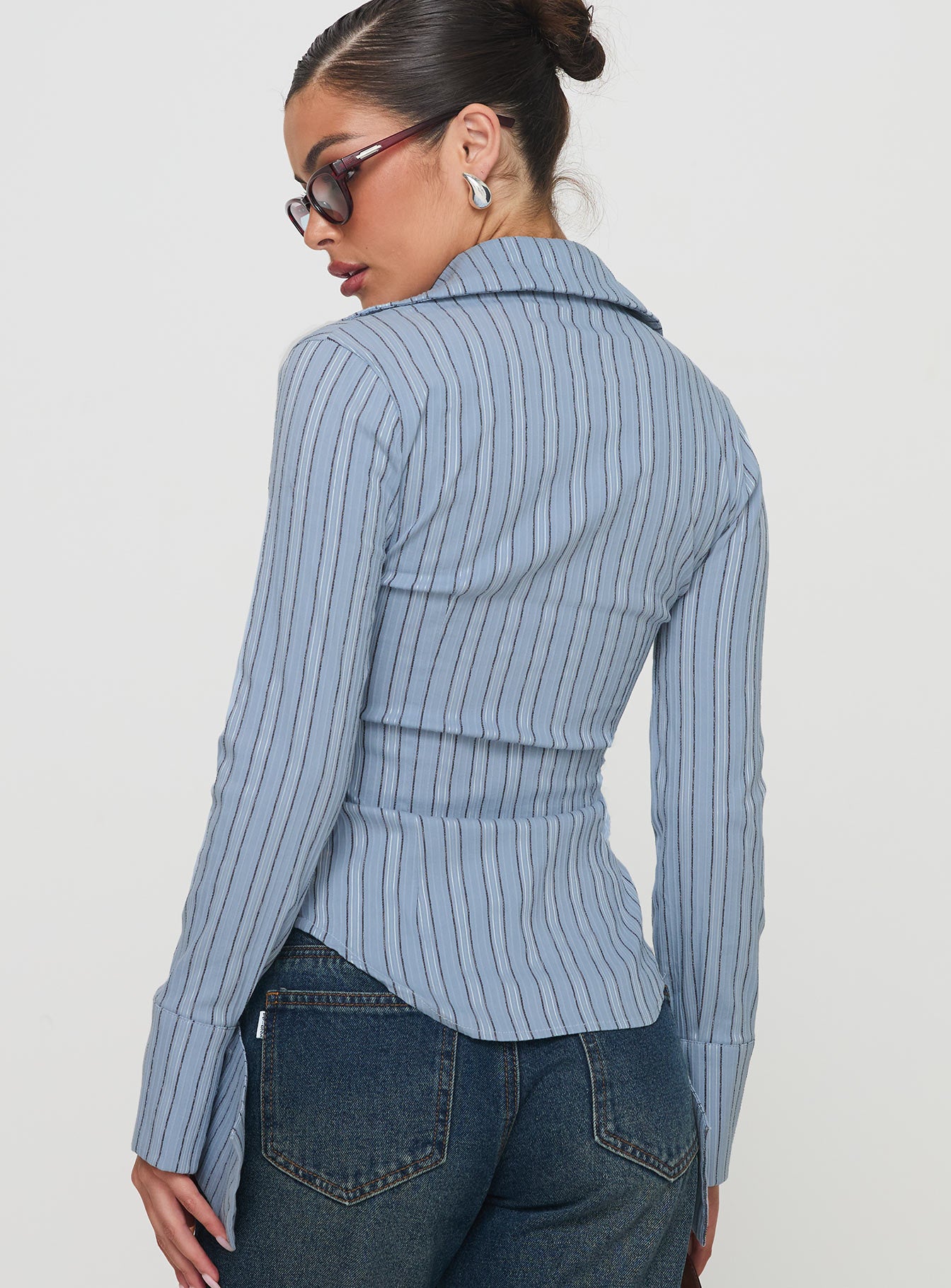 Madlin Long Sleeve Top Blue Stripe、mySite、solidvoid