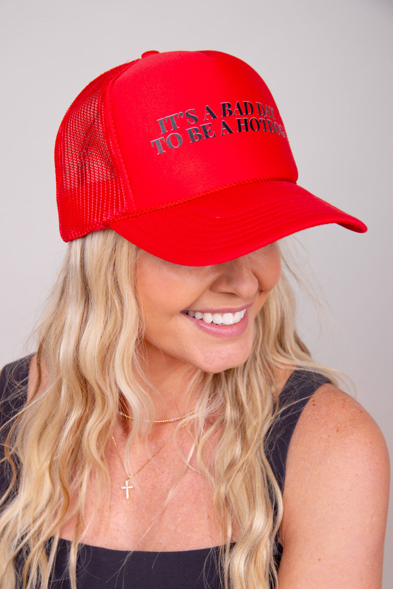 It's a Bad Day To Be a Hotdog Trucker Hat - Red、mySite、hinf8tx79