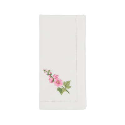  Embroidered Hollyhock Hemstitch Napkin 6 Pack、mySite、elrpsem3k