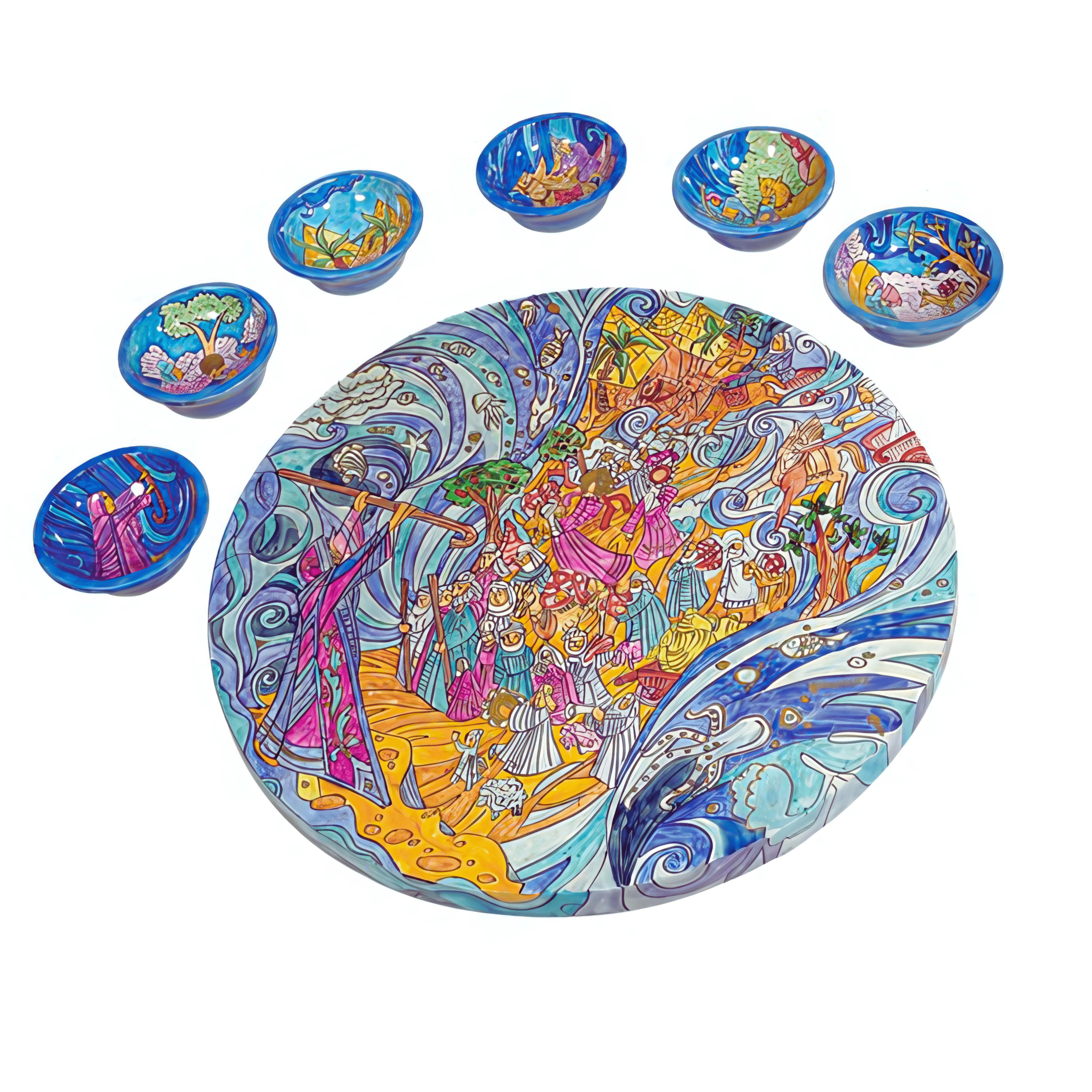 Hand-Painted Exodus Seder Plate by Yair Emanuel、mySite、topwebapps