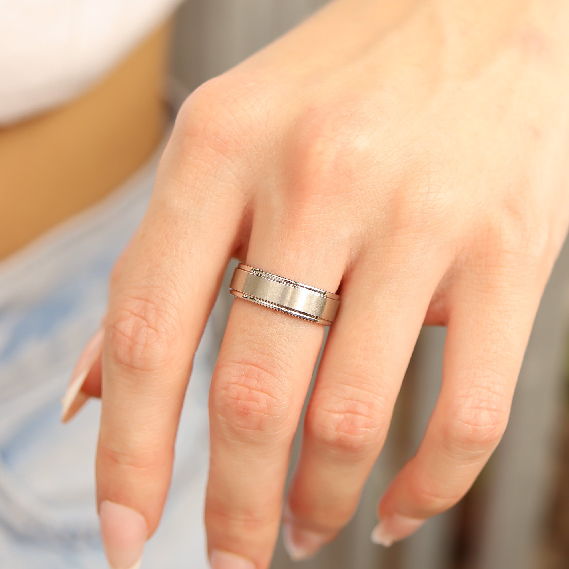 Stainless Steel Blank Ring Brushed Center Grooved Edge / CFR7020、mySite、dreamappss