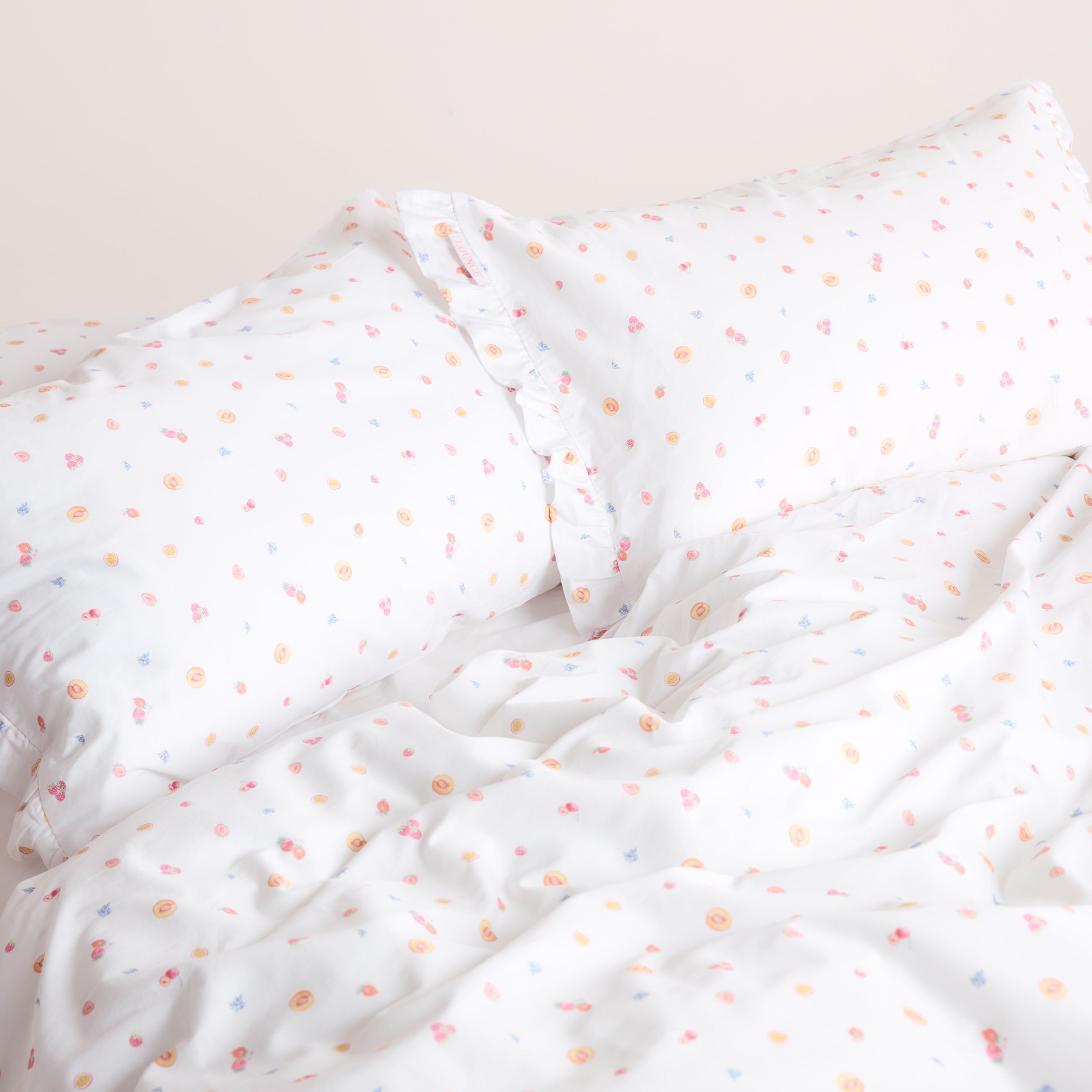 Frill Edge Duvet Cover - White Fruits、mySite、bengalsvssteelers