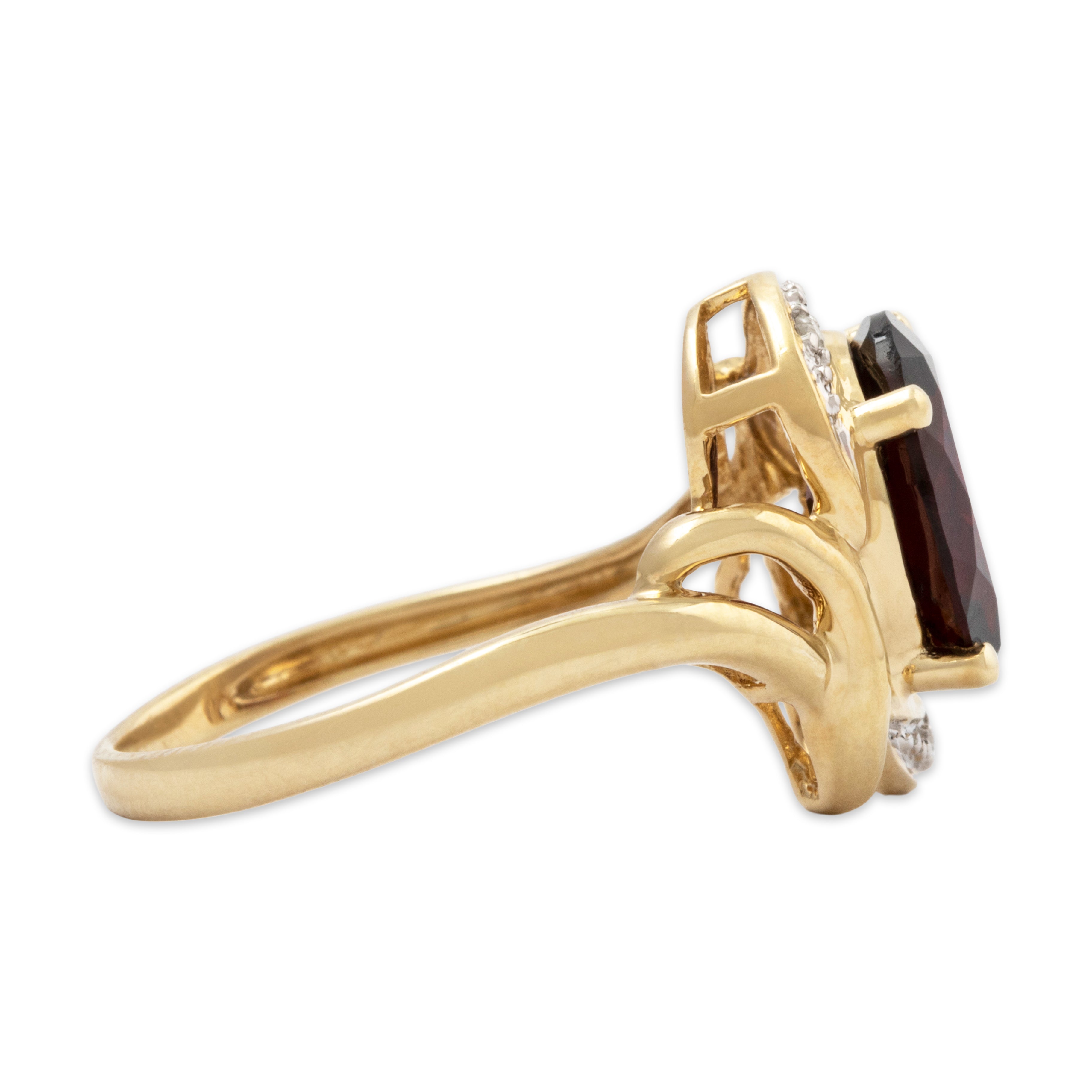 Vintage 10k Yellow Gold 2.68ct Garnet Diamond Scarlet Statement Ring 6.25、mySite、hinf8tx79