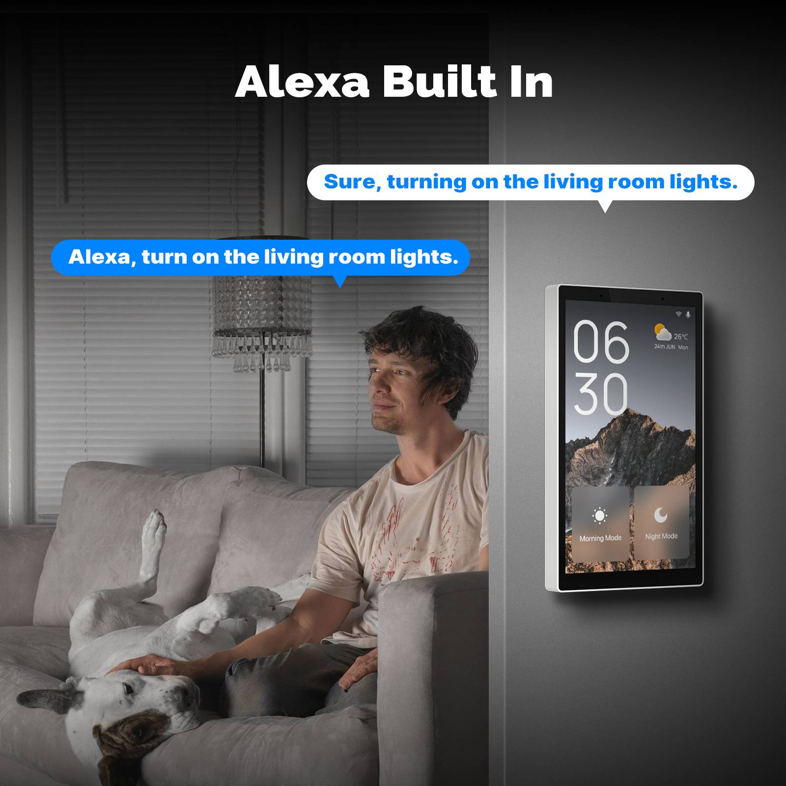 Smart Home 5-Inch Touchscreen Control In-wall Smart Panel with Alexa Built-in、mySite、fannypackpong