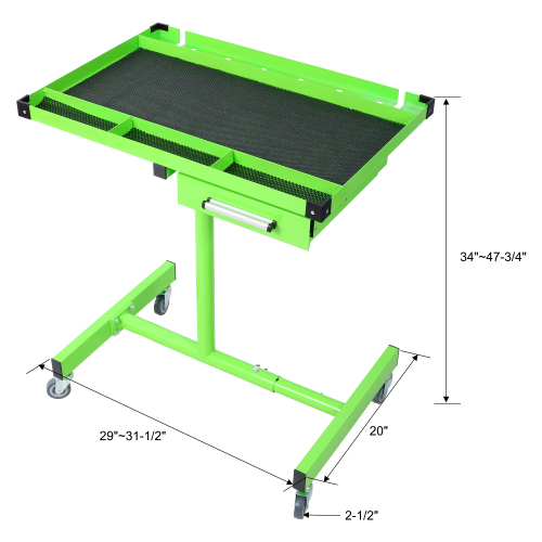 Adjustable Tear Down Work Table with Drawer for Garages, Repair Shops, and DIY, Portable, (4) 2.5" Swivel Casters, 220 Pound Capacity, Rubber Corners, Heavy Duty Steel,green、、eastwooduniform