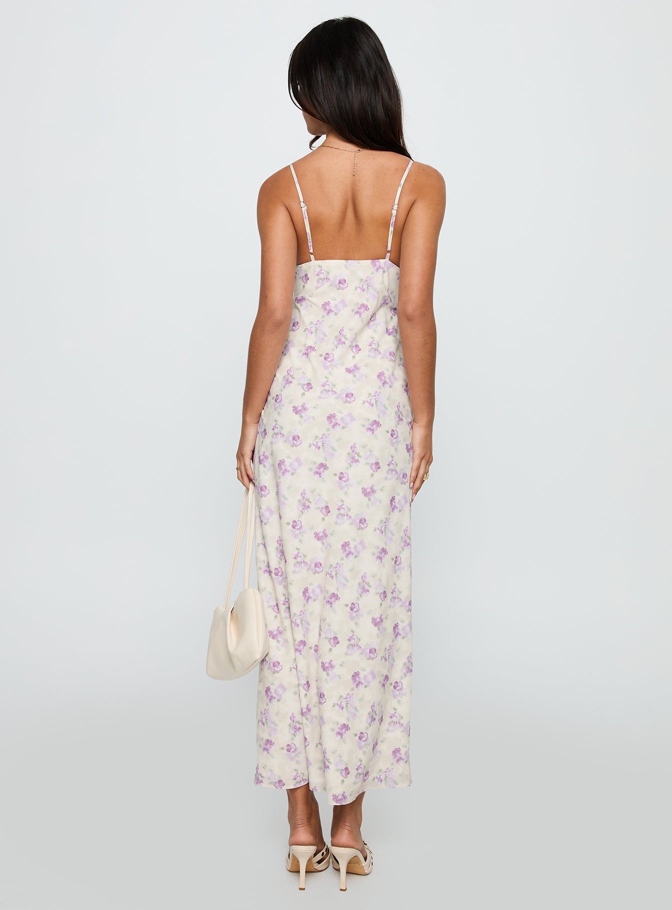 Jessamine Frill Maxi Dress White / Lilac、mySite、solidvoid