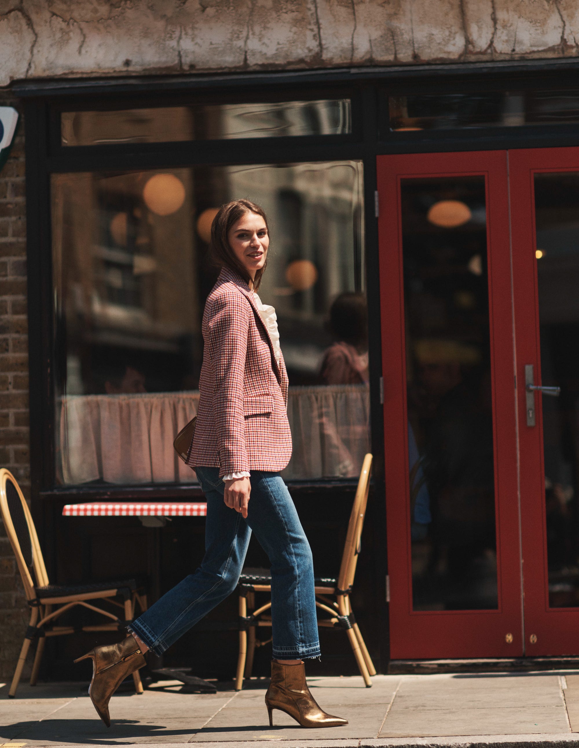  Pointed-Toe Ankle Boots-Gold Metallic Leather、mySite、ashleygrahame