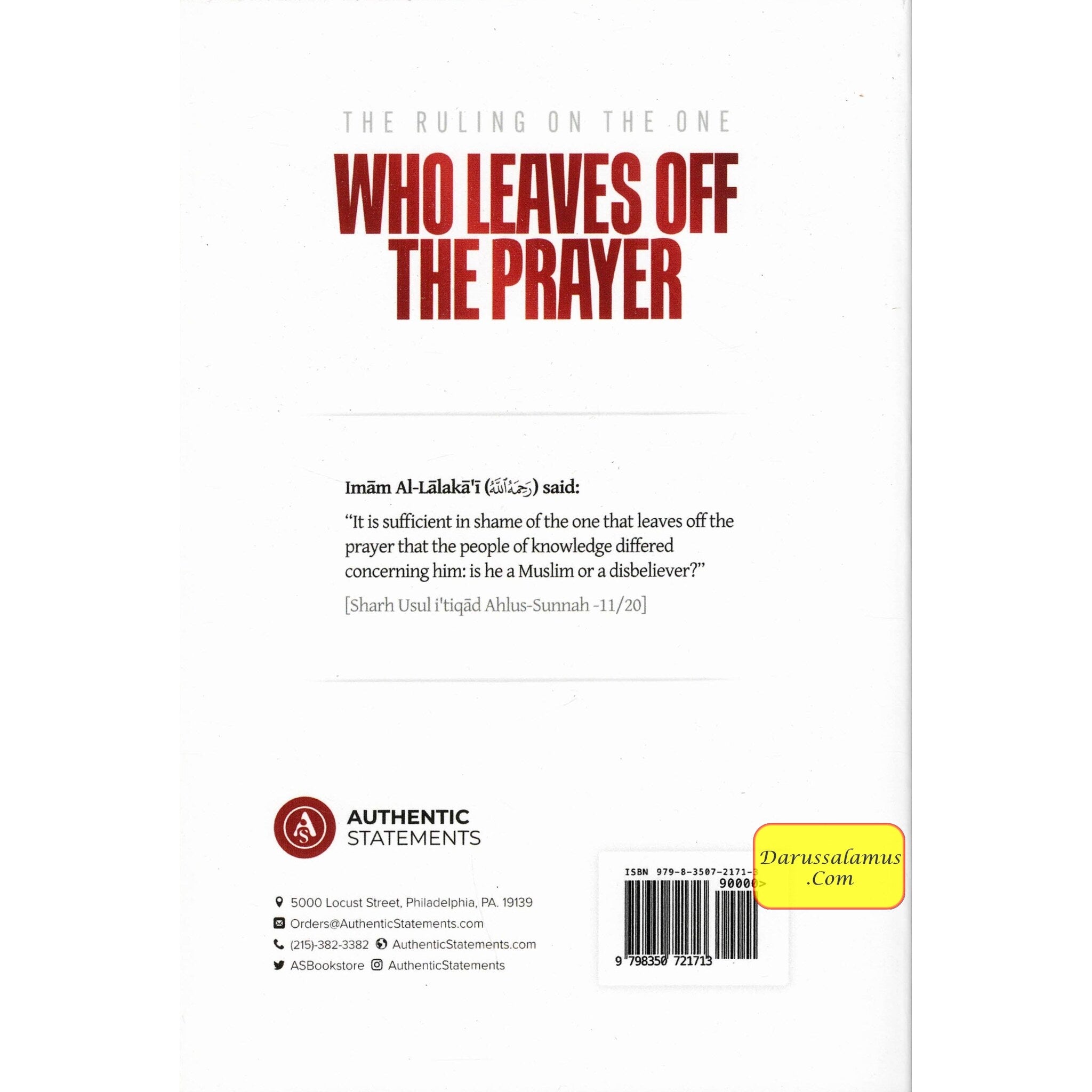 The Ruling On The One Who Leaves Off The Prayer By Shaykh Muhammad Taqiud-Deen al-Hilali、mySite、topwebapps