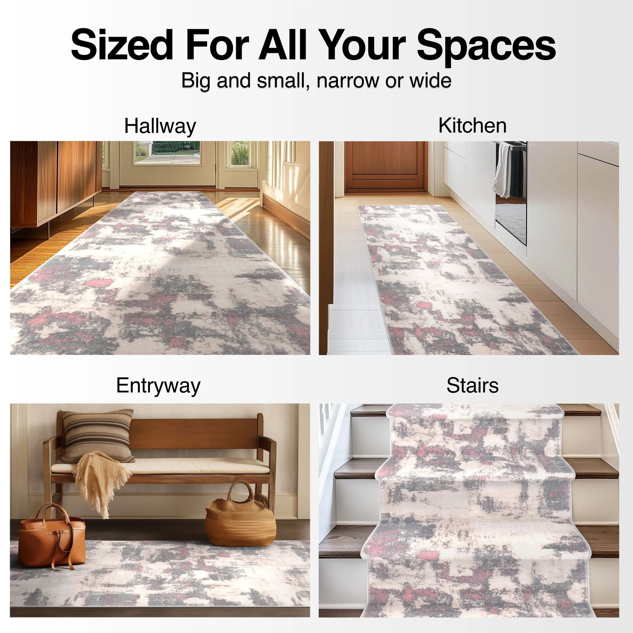 Custom Size Runner Kalia Abstract Modern Grey Blush 27 Inch Wide x Choose Your Length Hallway Runner Rug、mySite、gigharbornorthrealestate