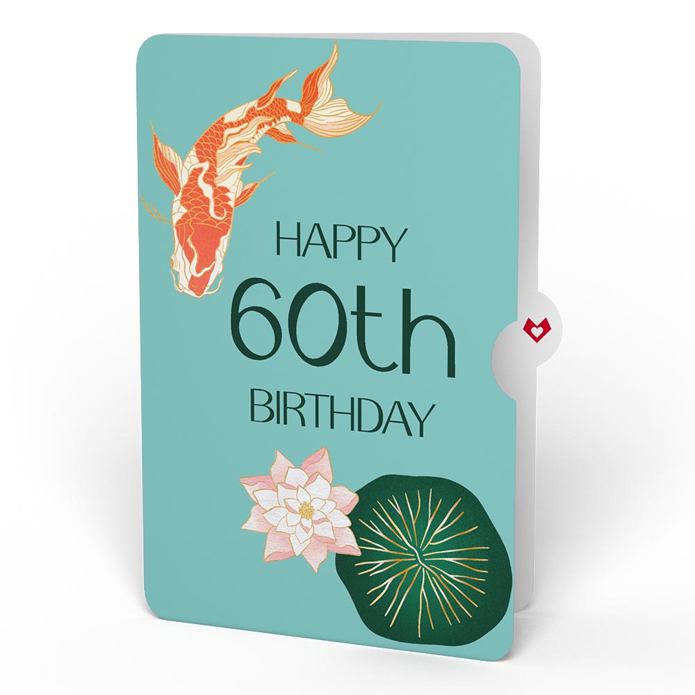 Koi Fish and Lotus 60th Birthday Pop-Up Card and Sentiment Set、mySite、solidvoid