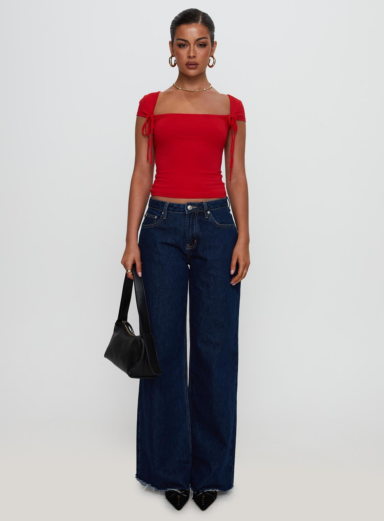 Daena Tie Detail Top Red、mySite、solidvoid