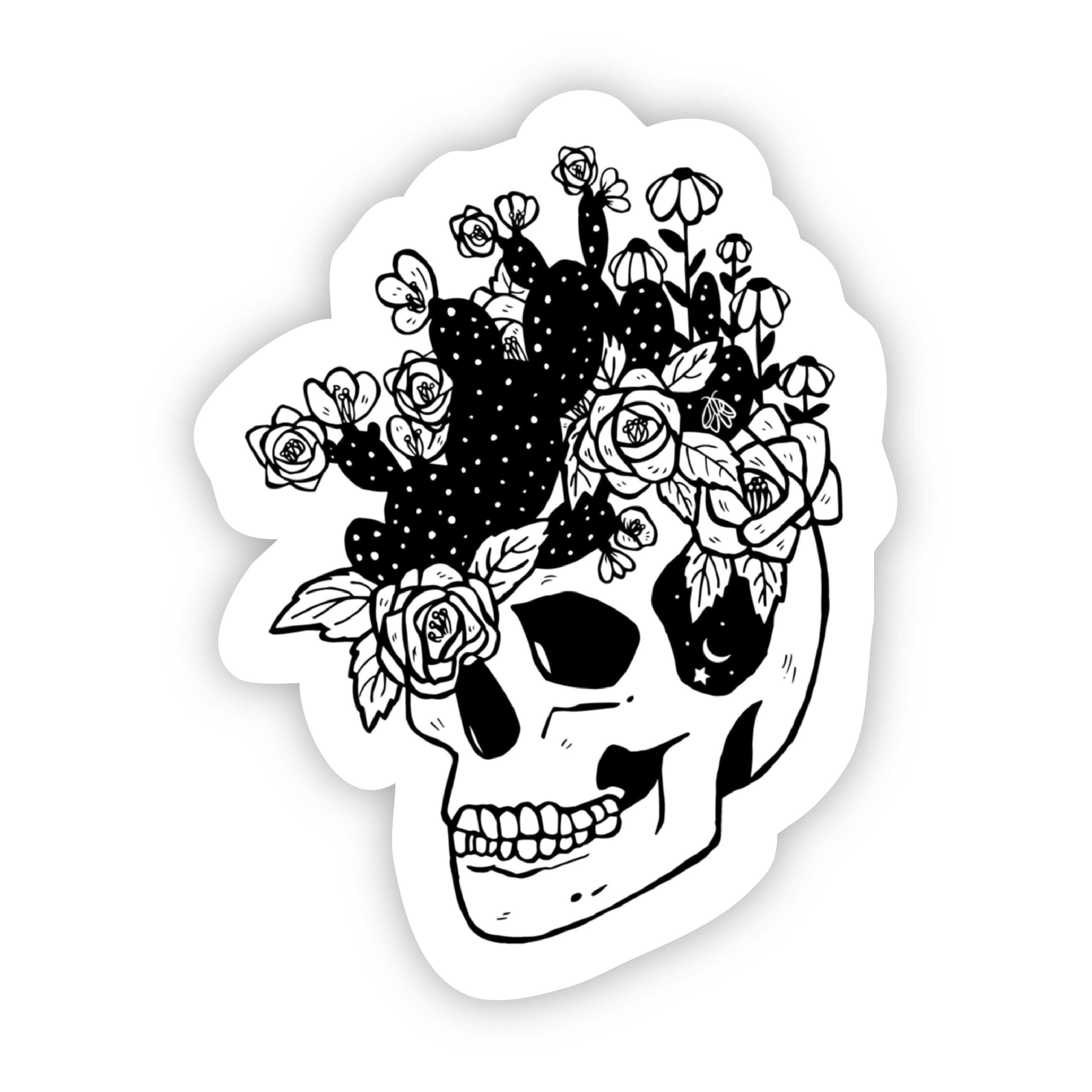  Skull with Flowers Sticker、mySite、elrpsem3k