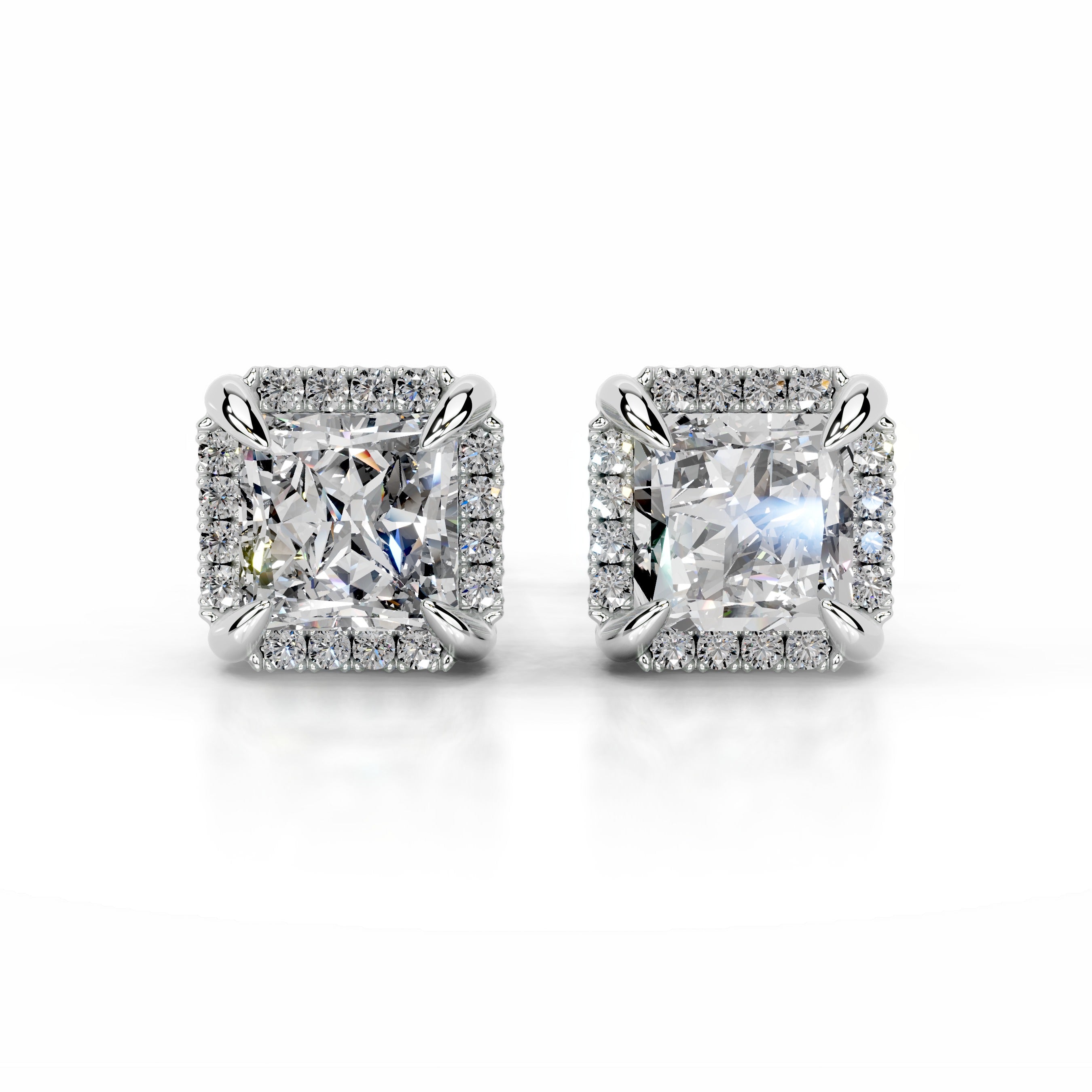 Ophelia Diamond Halo Earrings - 18K White Gold、mySite、hinf8tx79