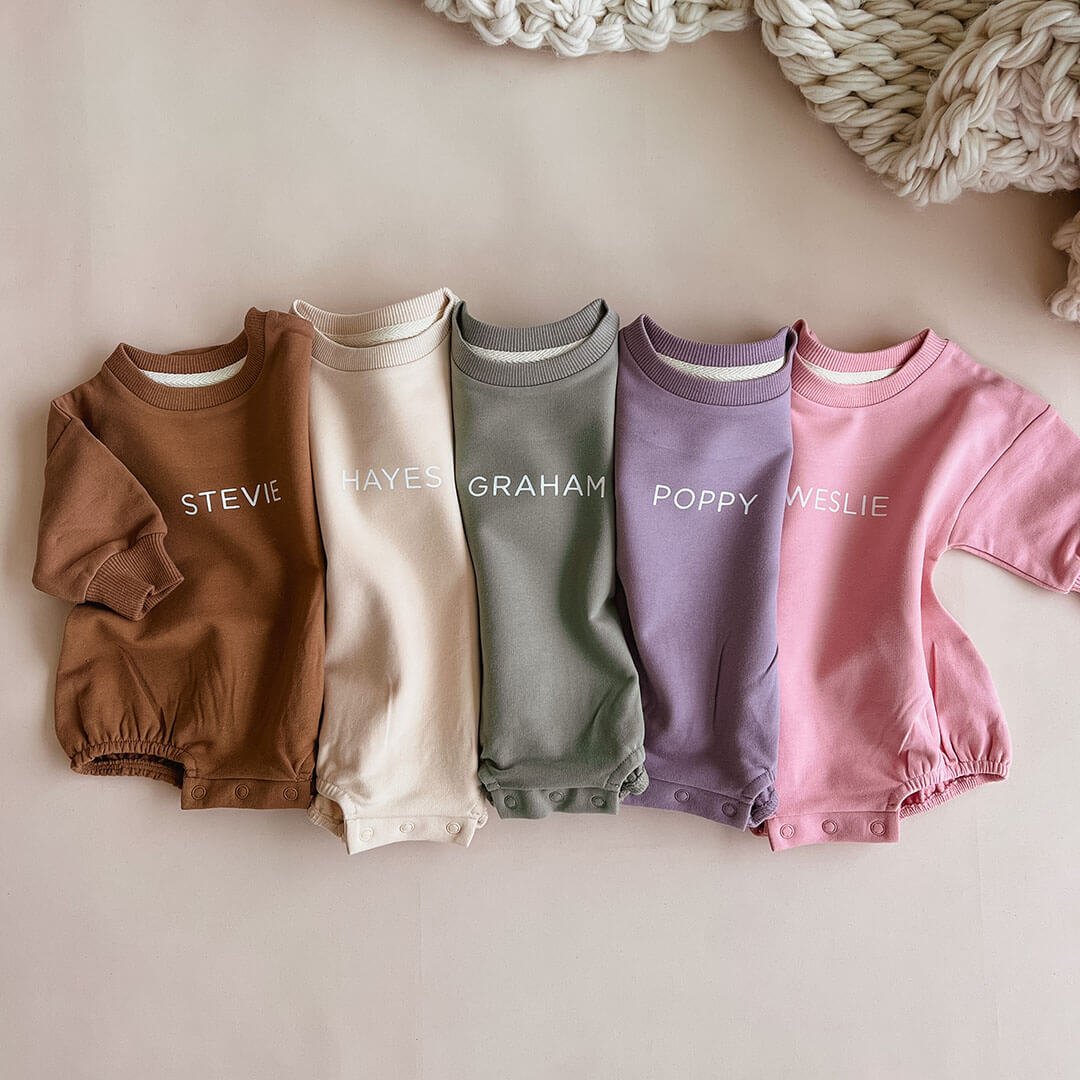 Personalized Sweatshirt Bubble Romper | Solid、mySite、layawaytickets