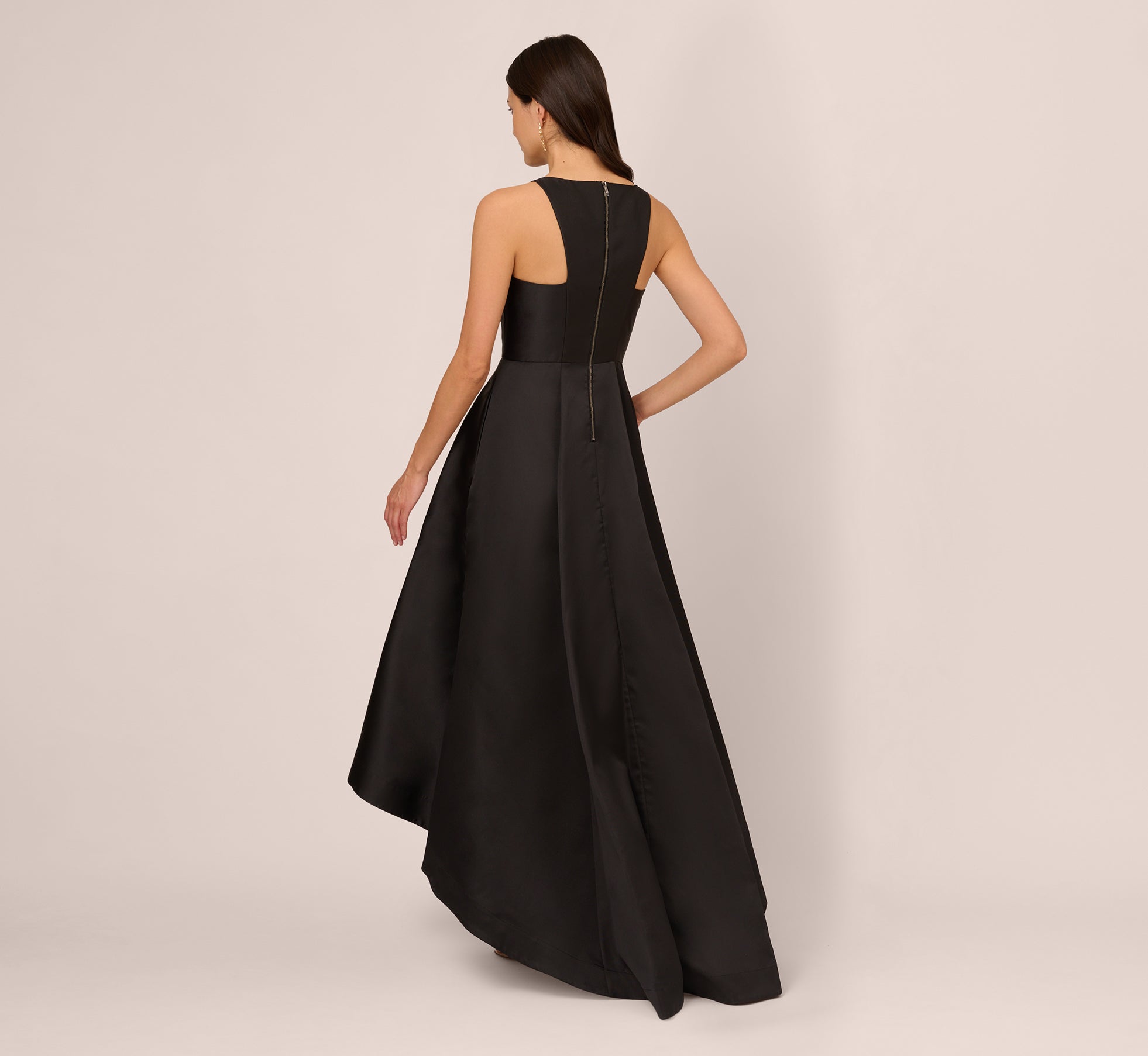 High Low Mikado Gown With Asymmetrical Detail In Black、mySite、solidvoid