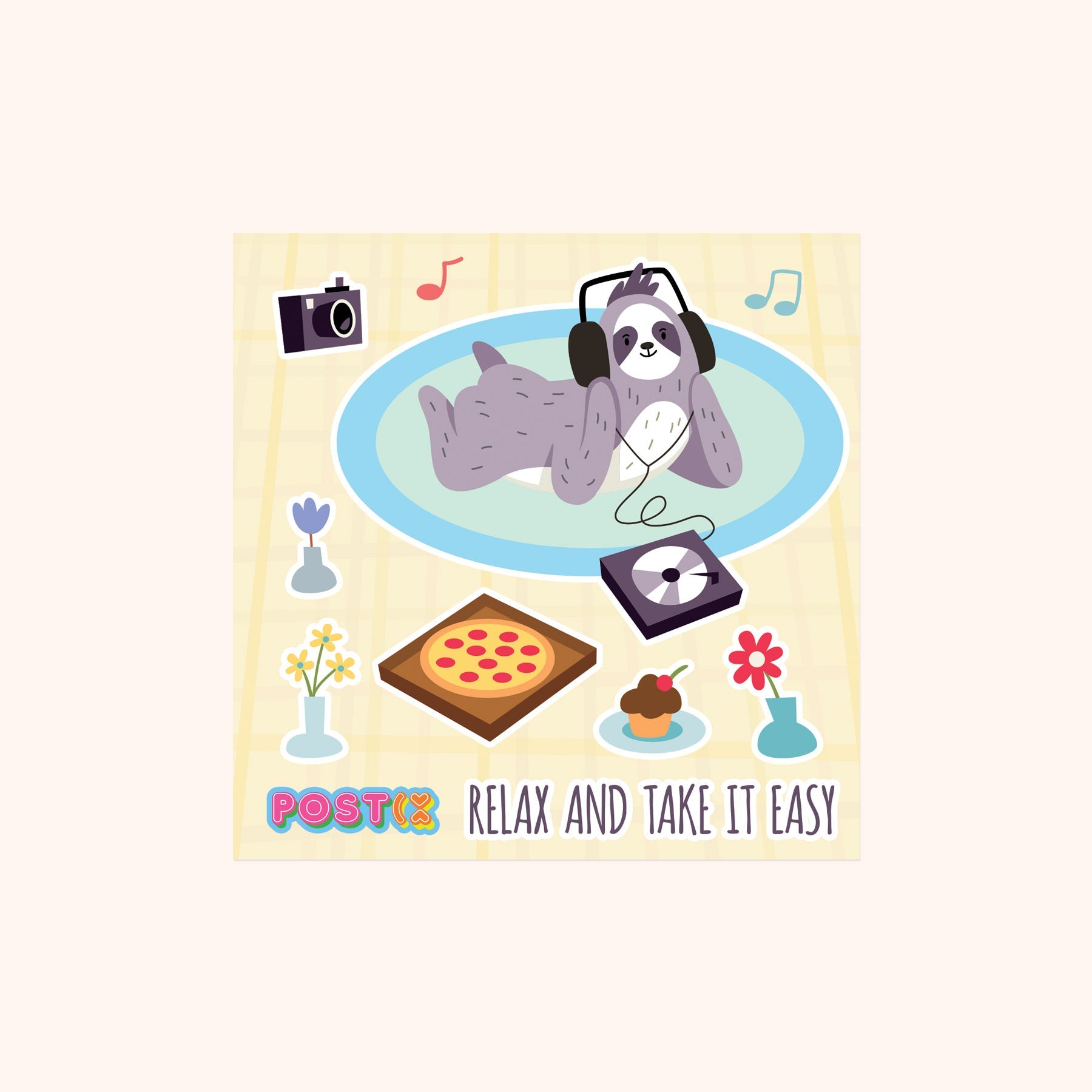  Sloth Hanging Out Square Sticker Sheet、mySite、ghnorth