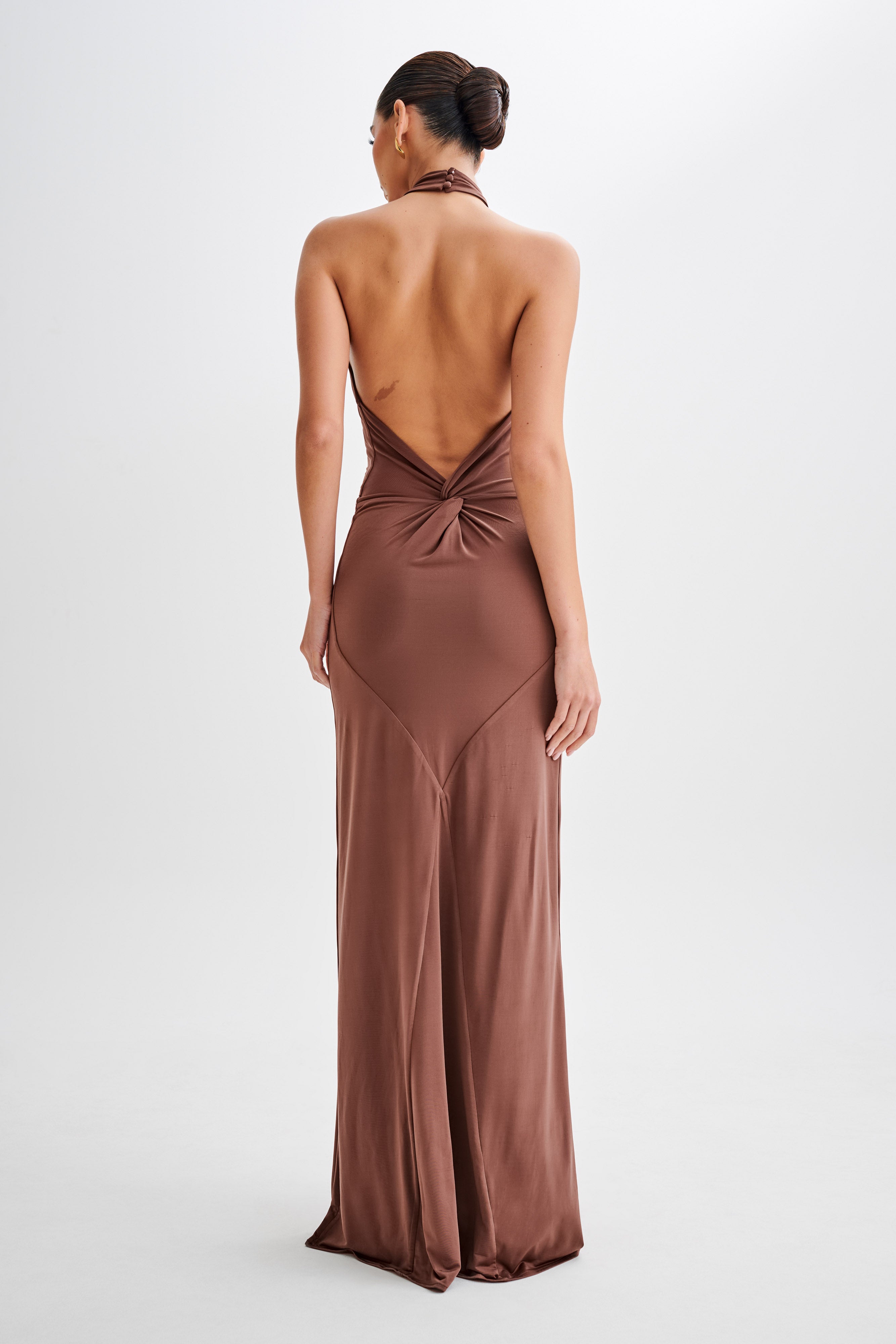 Elyna Slinky Halter Maxi Dress - Chocolate、mySite、solidvoid
