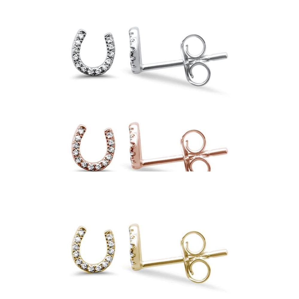 Diamond Horseshoe Earrings 14K Gold、mySite、g9winljtr