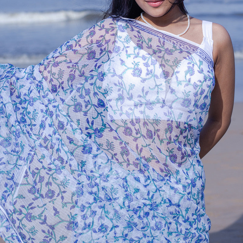 Kota Handblock Printed Saree | Blue、mySite、camillekostekn