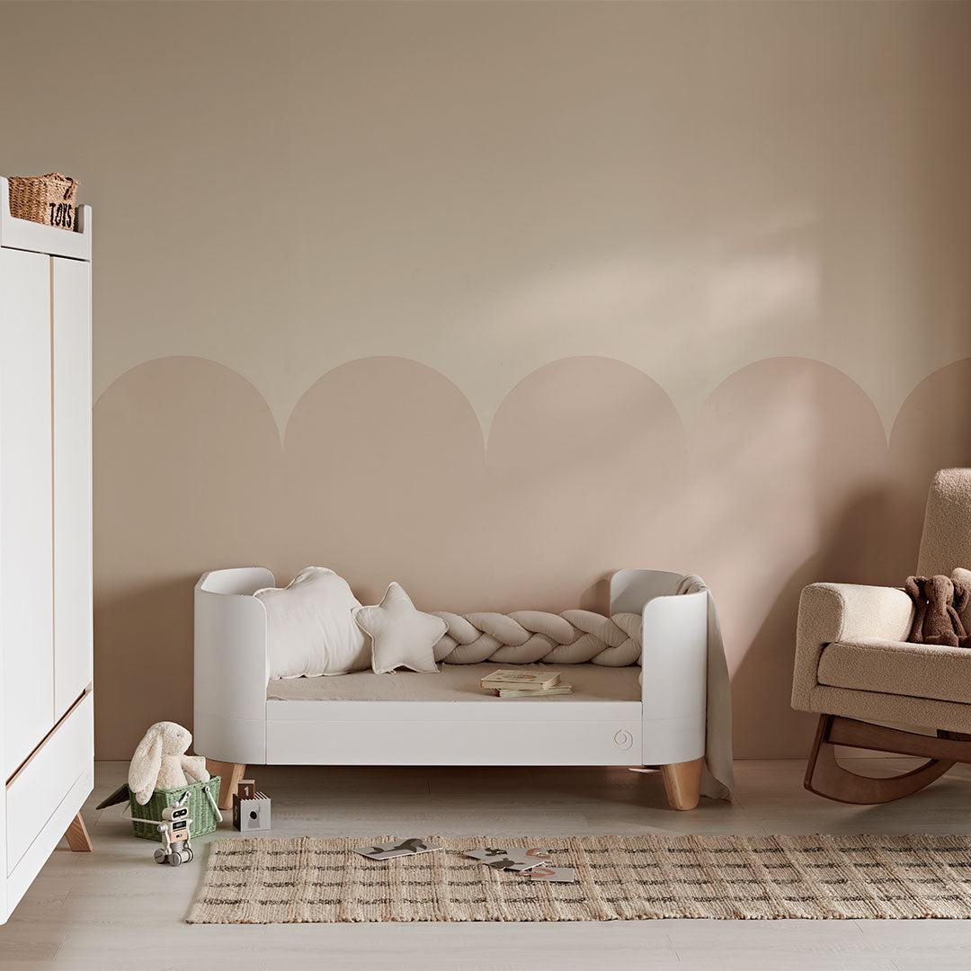  Gaia Baby Serena Cot Bed + Bedside Crib - Includes Bedside mattress - White / Natural、mySite、merchandisen